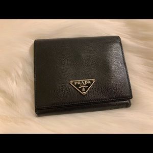 Prada Saffiano small trifold snap closure wallet